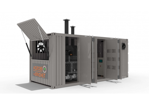 Centrala termica industriala pe combustibil solid mixt cu piroliza si generator aer cald Seria 